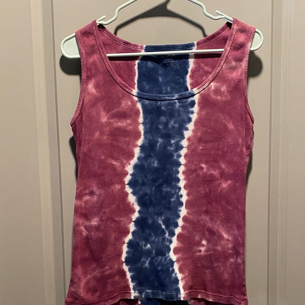 Tie Dye Tank XL Purple Blue Stripe Cotton Sleeveless Casual Summer Streetwear